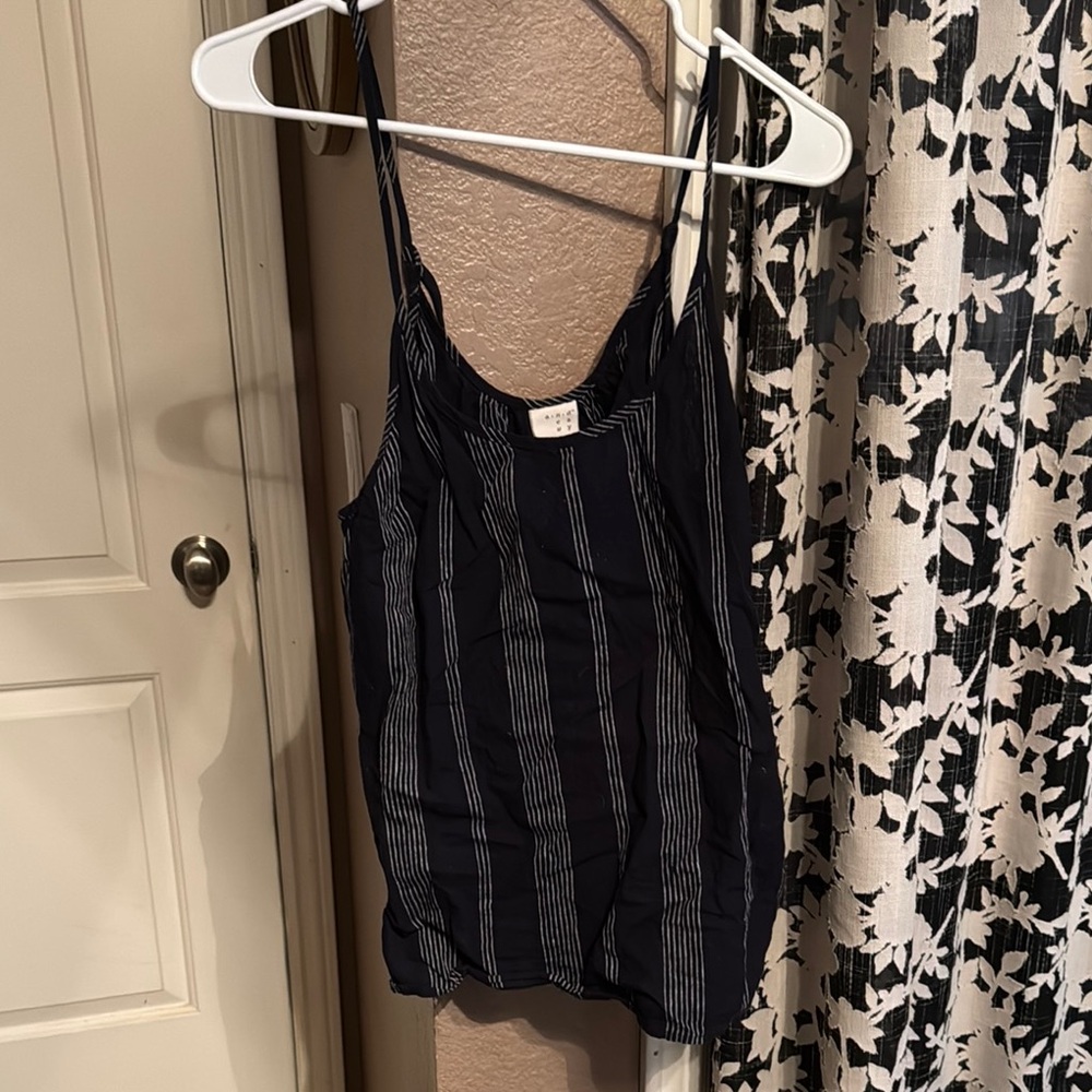 Women's Black Striped Top Adjustable Straps